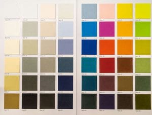 A series of colour swatches