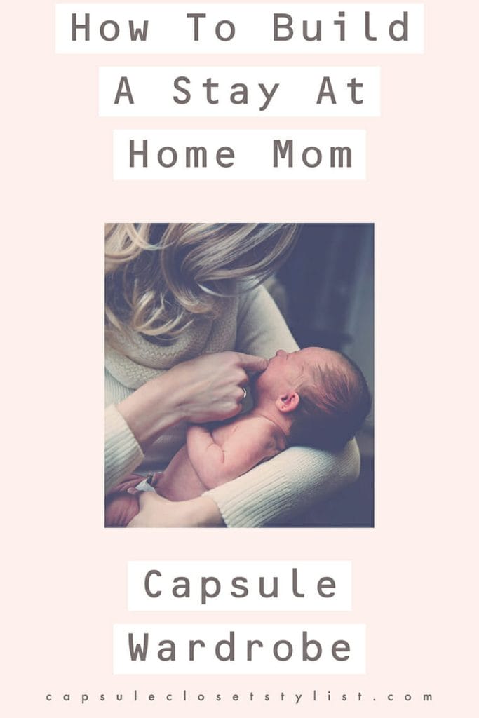 mum capsule wardrobe text and mother with child image