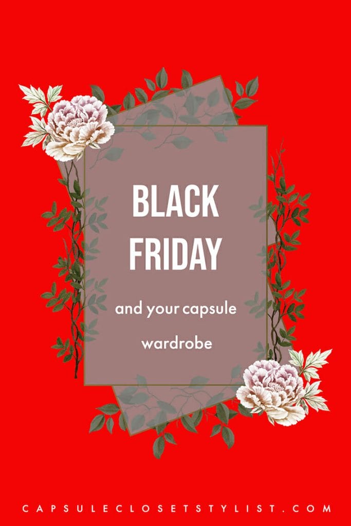 red background with Black Friday and your capsule wardrobe in text